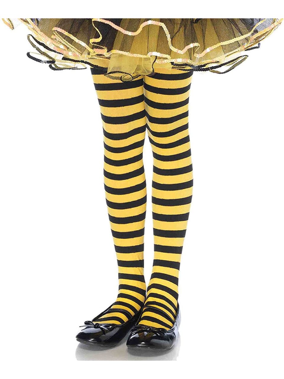 Child's Yellow And Black Stripe Tights XL 11-13 Costume Accessory